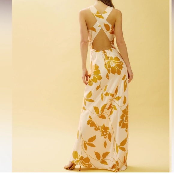NWT Reformation Anaiis Silk Maxi Dress Size 0 - Maracuya - Picture 2 of 9
